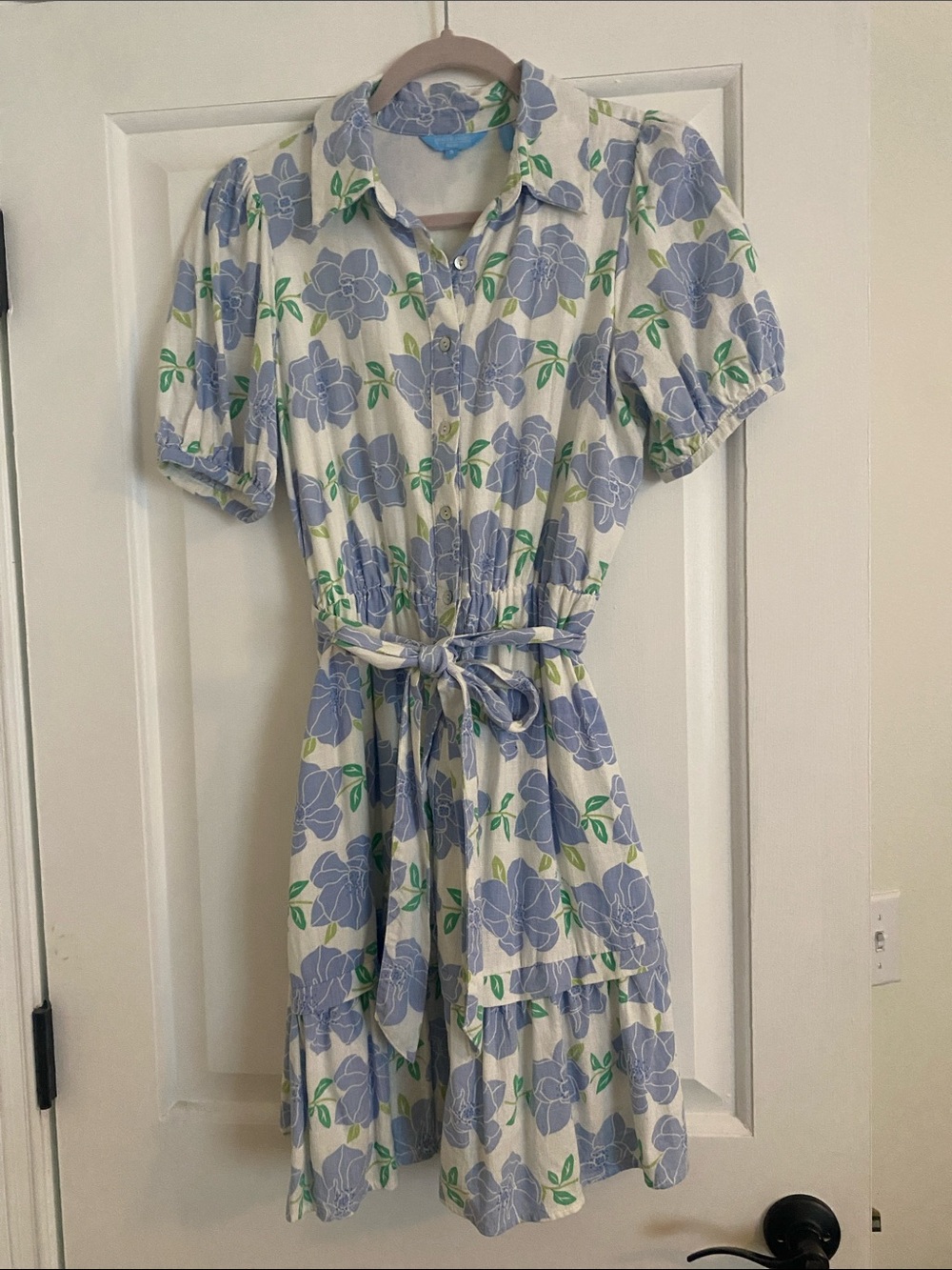 Draper James Blue Floral Button-Front Mini Dress